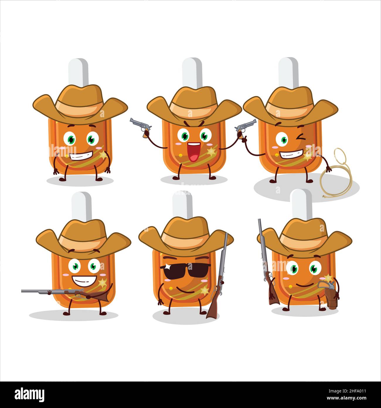Cool cowboy orange correction pen cartoon character with a cute hat ...