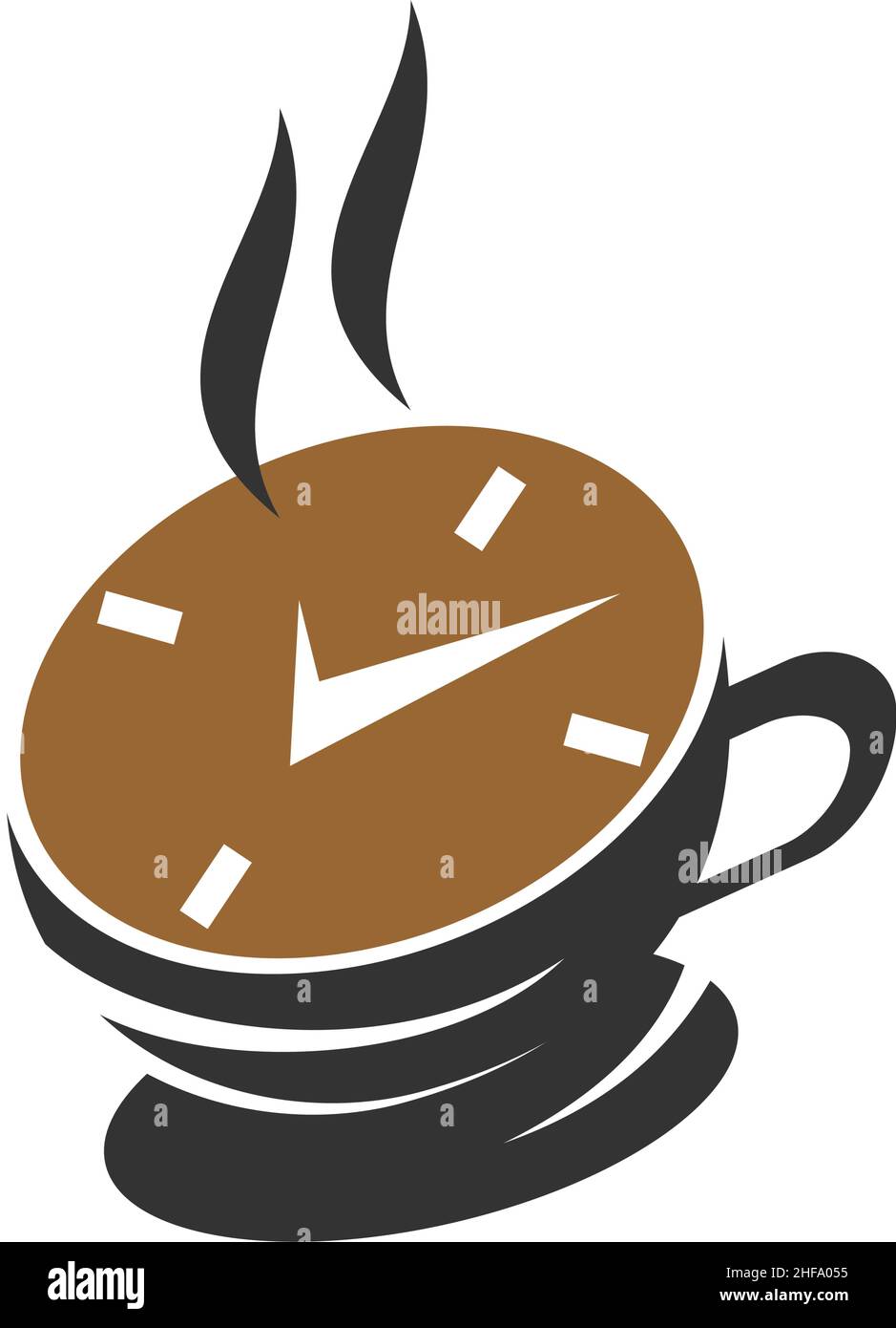 Coffee Cup Time Icon Illustration Brand Identity Stock Vector