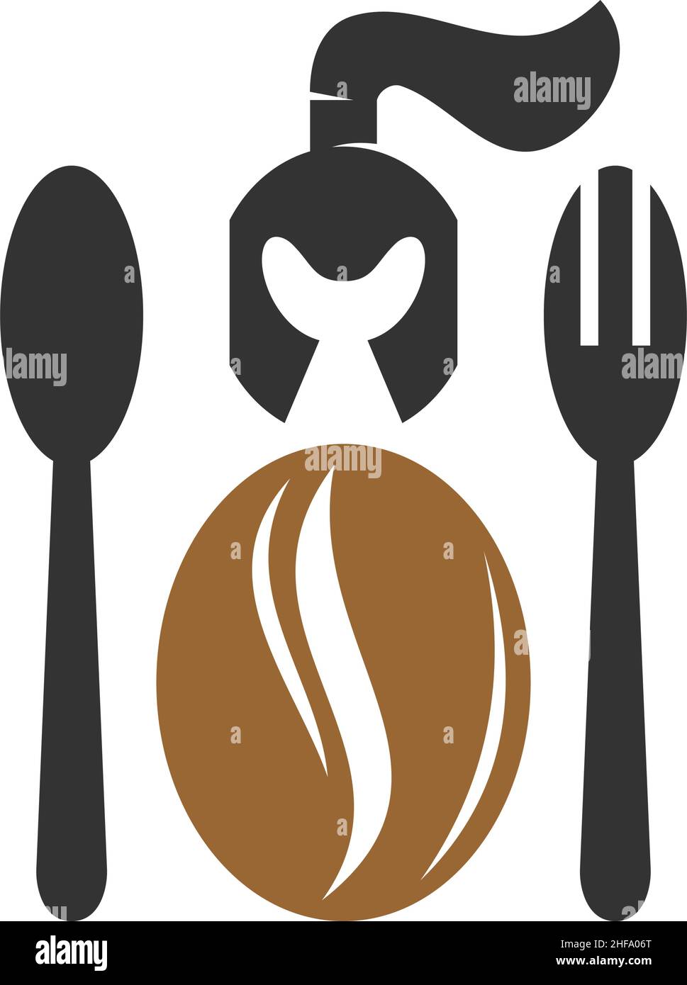 Spartan coffee Warrior Icon Illustration Brand Identity Stock Vector