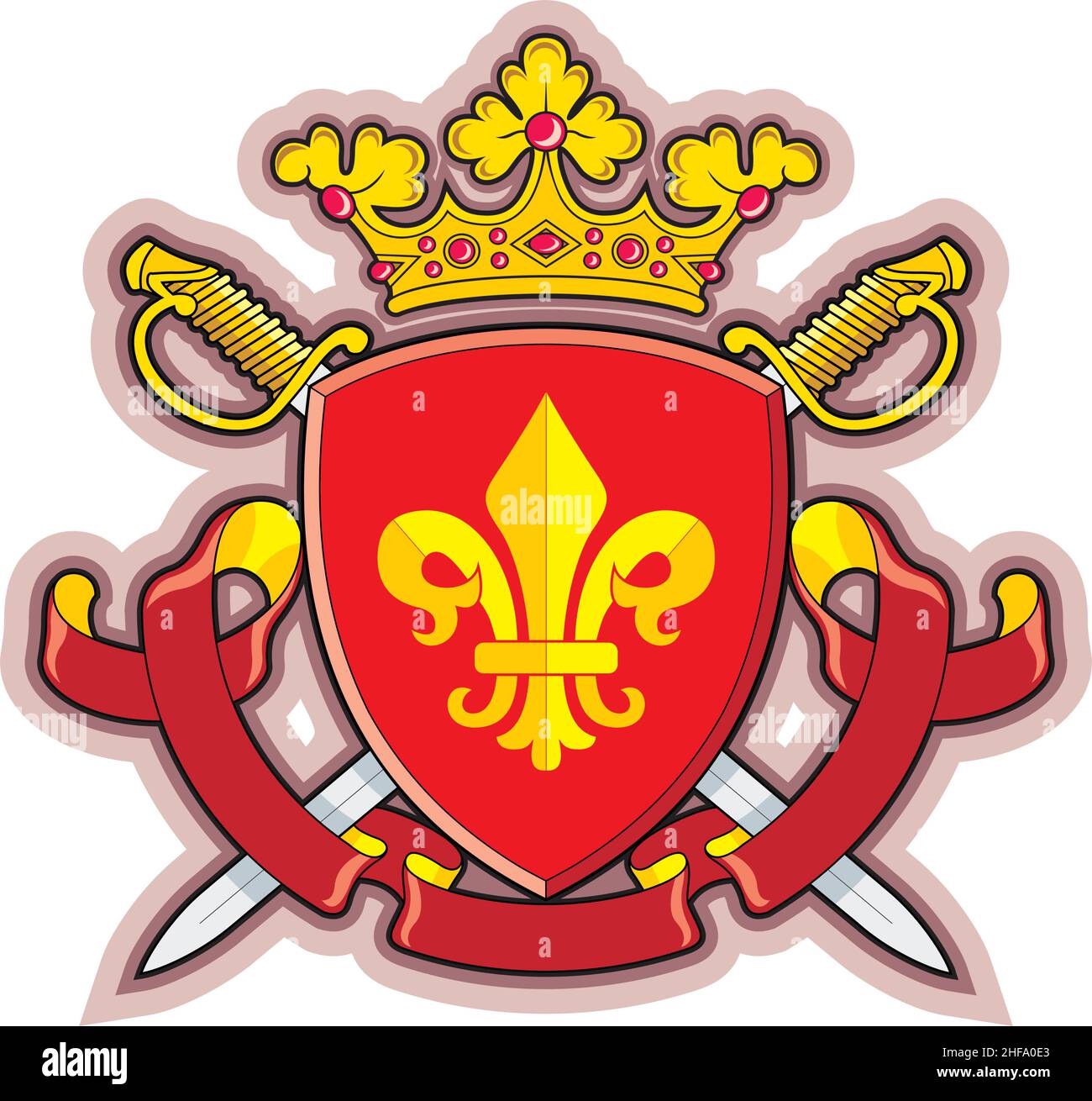 Shield, Ribbons, Crown ,Heraldry fleur-de-lys Stock Vector