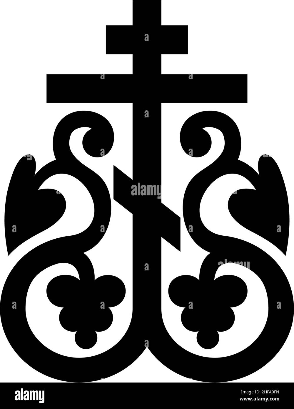 Orthodox cross black white Stock Vector