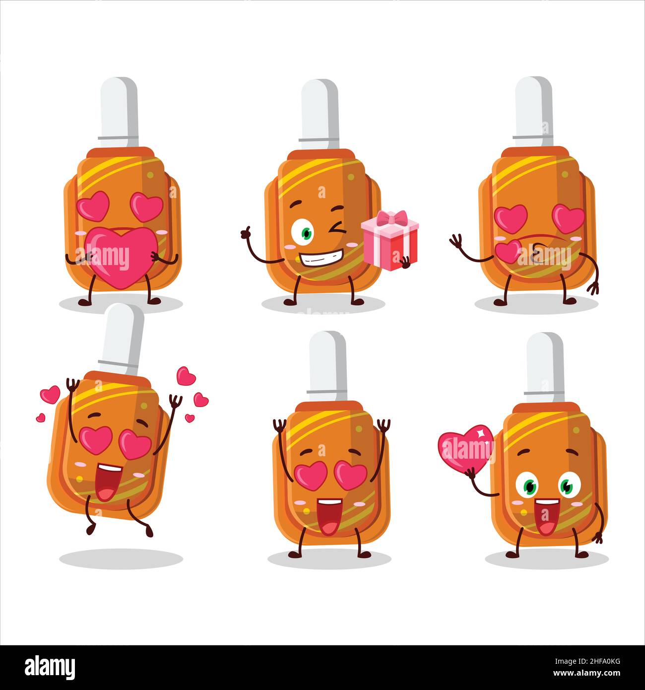 Orange correction pen cartoon character with love cute emoticon. Vector ...