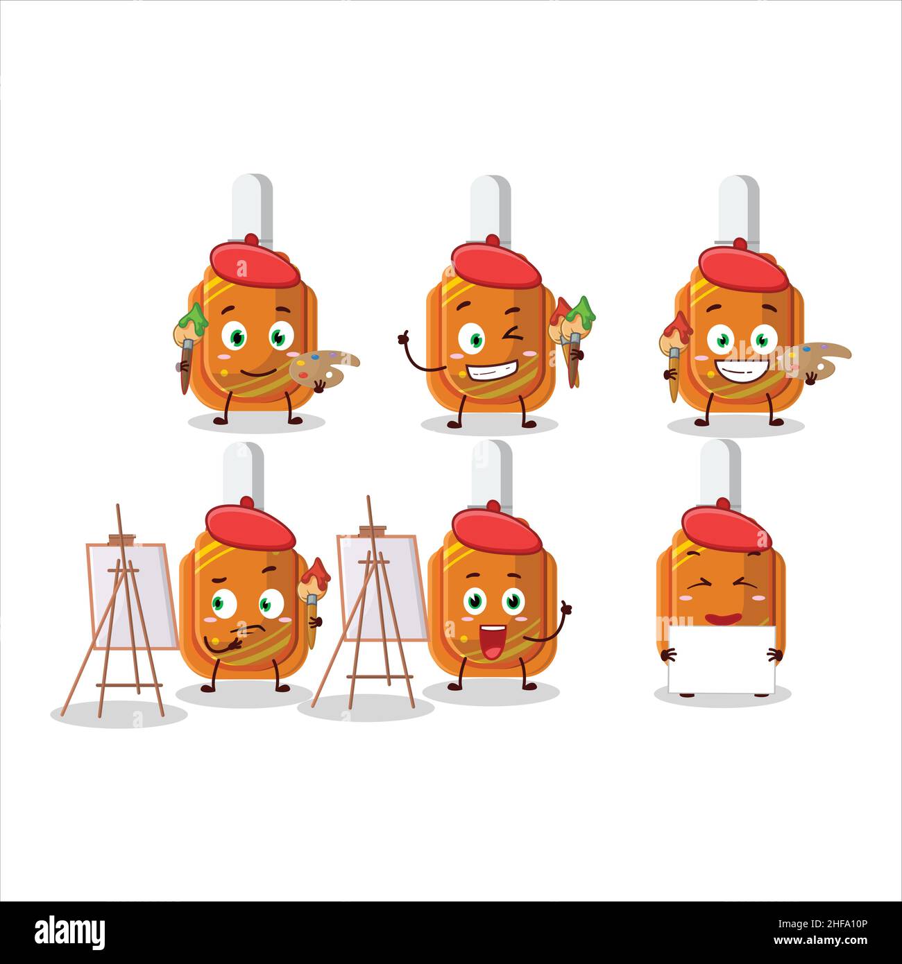 Artistic Artist of orange correction pen cartoon character painting ...