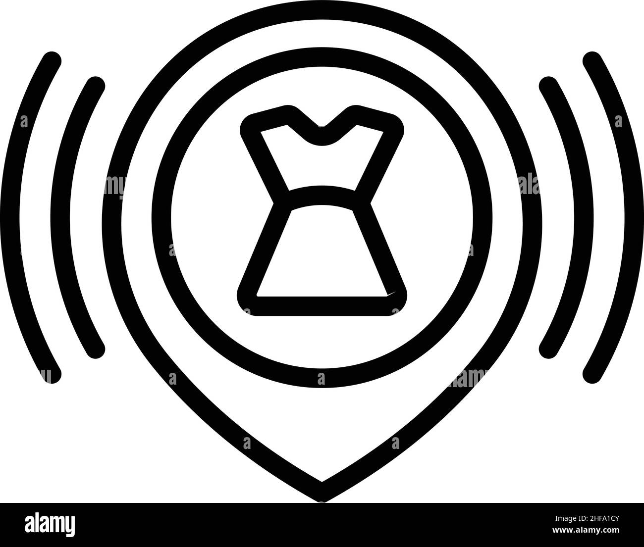 Shop cloth store icon outline vector. Map point. Gps mall Stock Vector