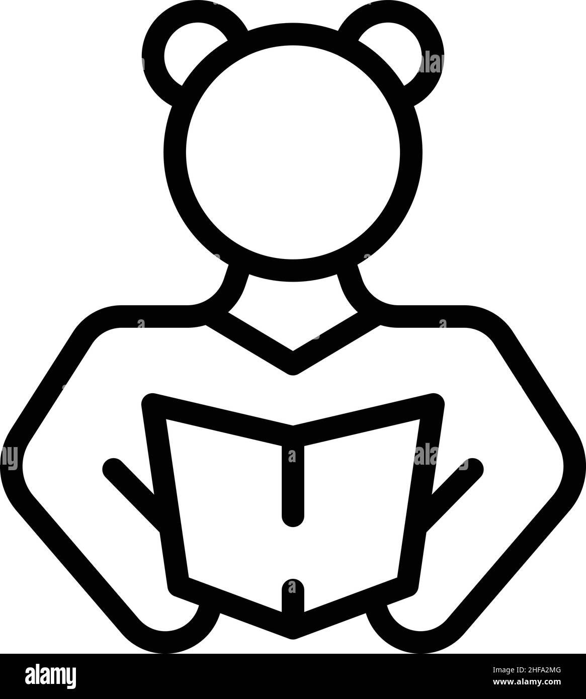 Girl reading book icon outline vector. Preschool education. Online teacher Stock Vector