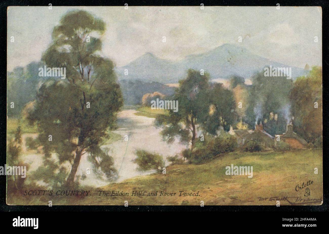Scott's Country. The Eildon Hills and River Tweed Stock Photo - Alamy