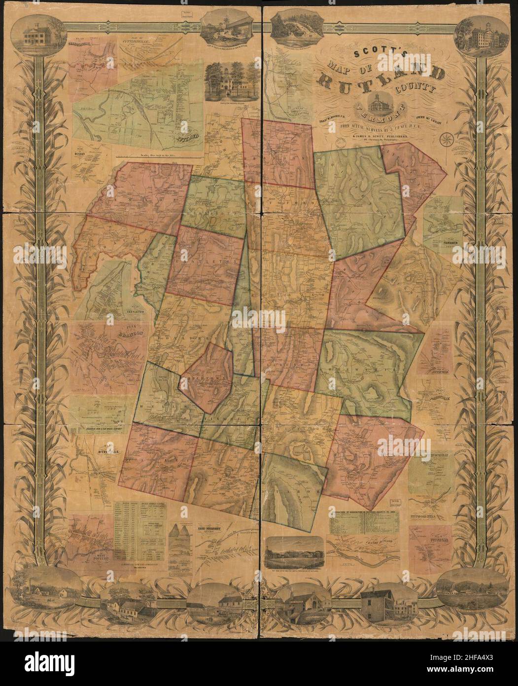 Vt Rutland Count Scott's map of Rutland County, Vermont Stock Photo - Alamy