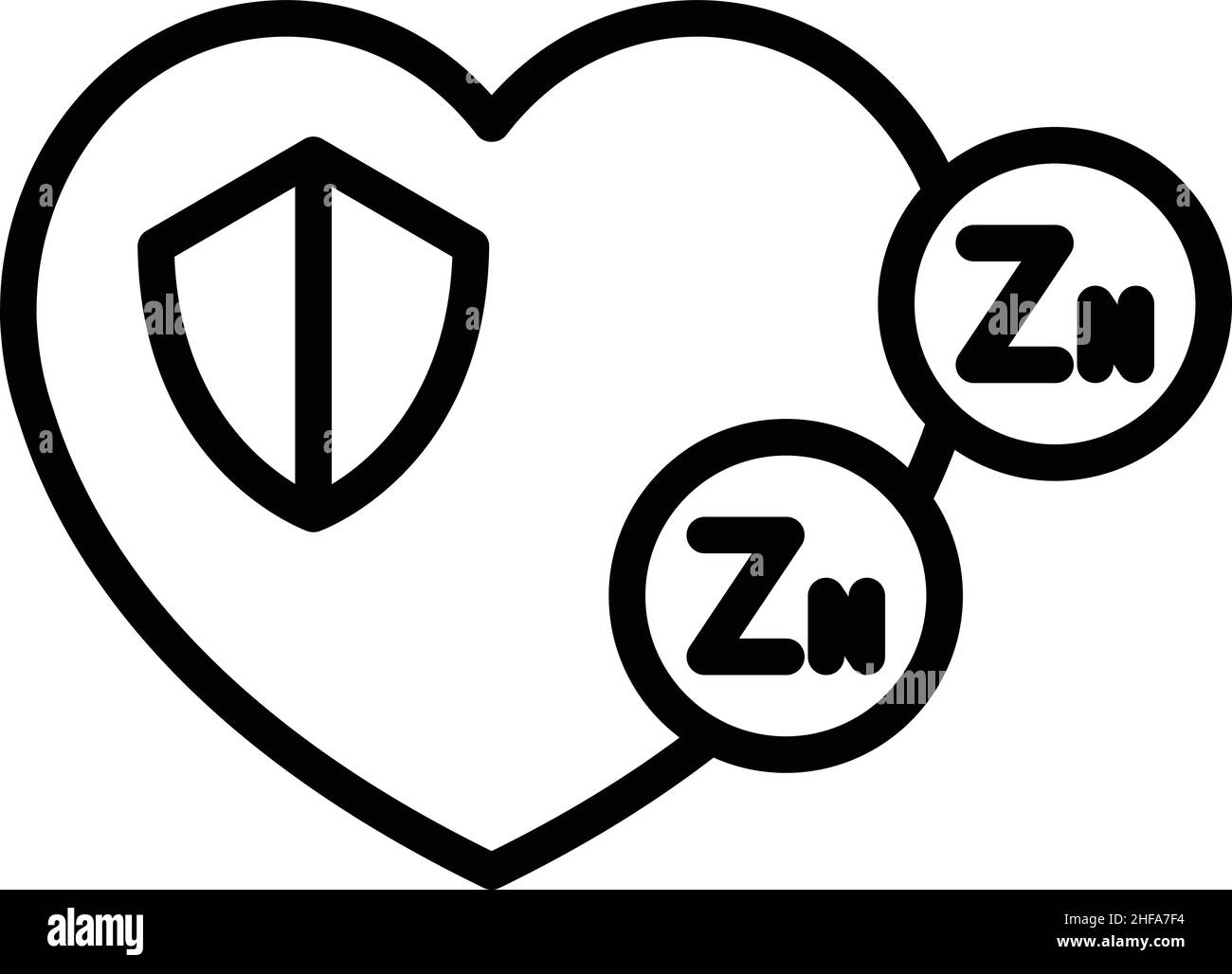 Zinc healthy heart icon outline vector. Food vitamin. Zn supplement Stock Vector