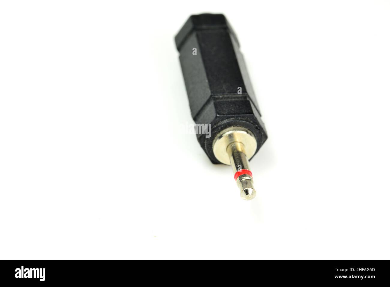 phone jack coupling in a closeup on a white background Stock Photo