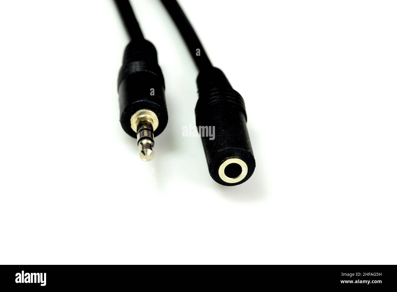 phone jack in a closeup with coupling for extension cable Stock Photo