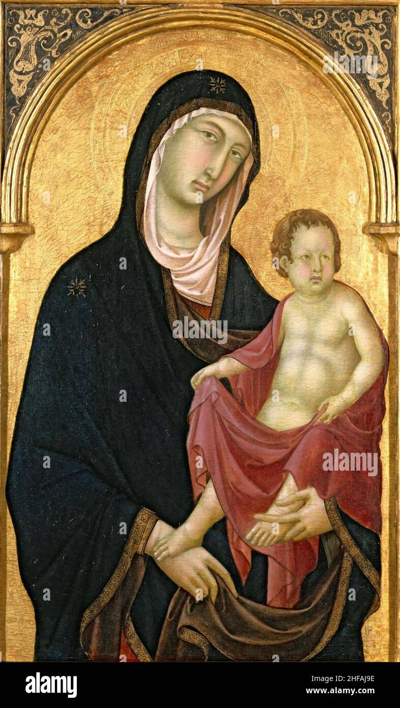Segna di Buonaventura, Italian, c. 1298-1331 Madonna with Child. Stock Photo