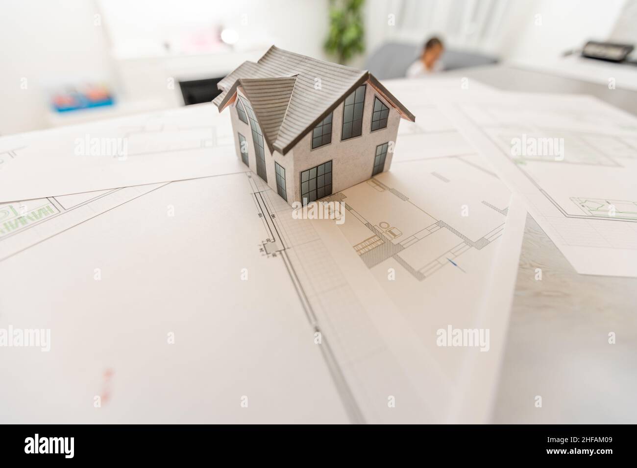 house in construction - project, house layout Stock Photo - Alamy