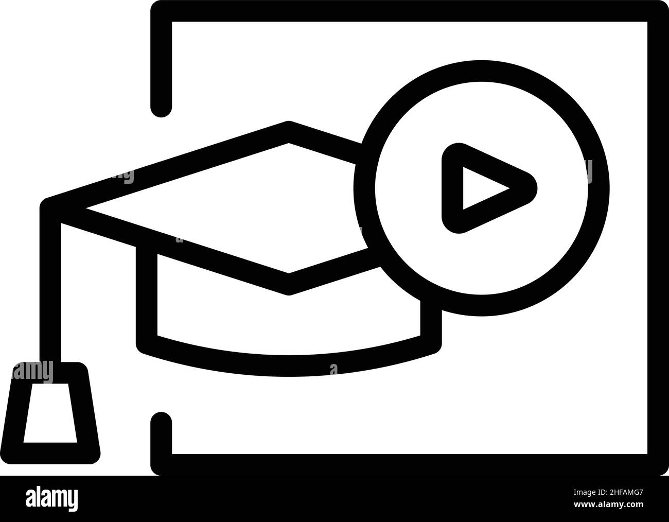 Graduation video icon outline vector. Training screen. Online computer ...