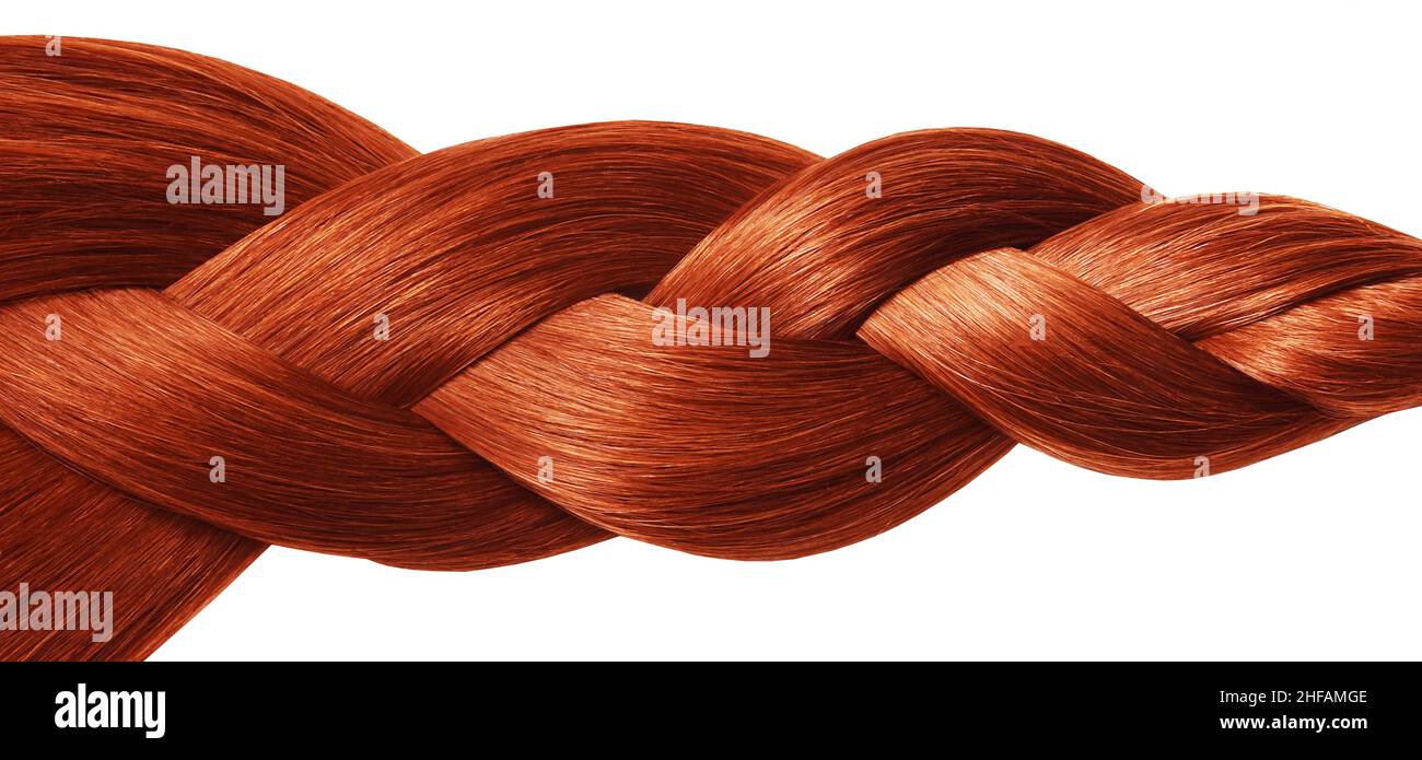 Braided hair, red Brown hair natural , banner panorama isolated on ...