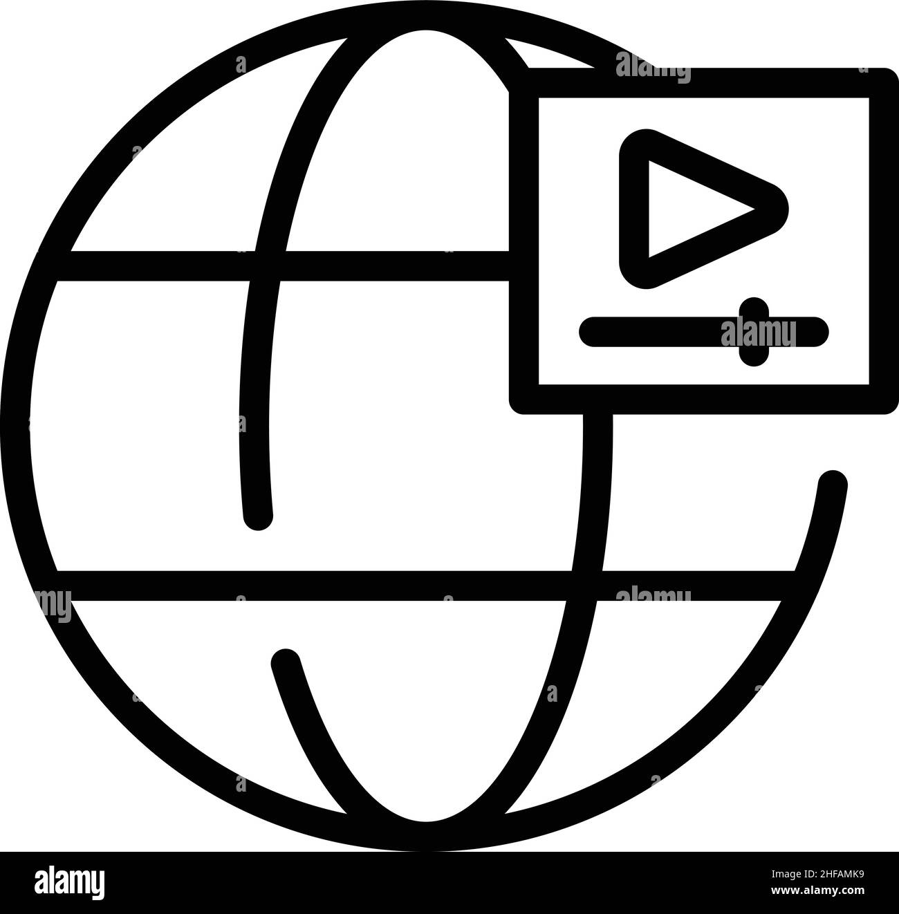 Global tutorial icon outline vector. Screem distance. Watch button ...