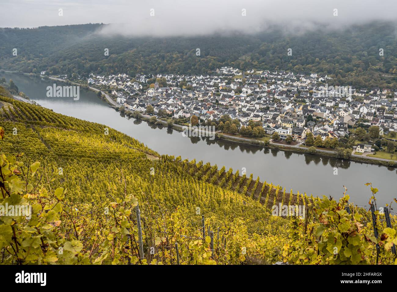 Famous German Wine Region Moselle River Lay village. Stock Photo