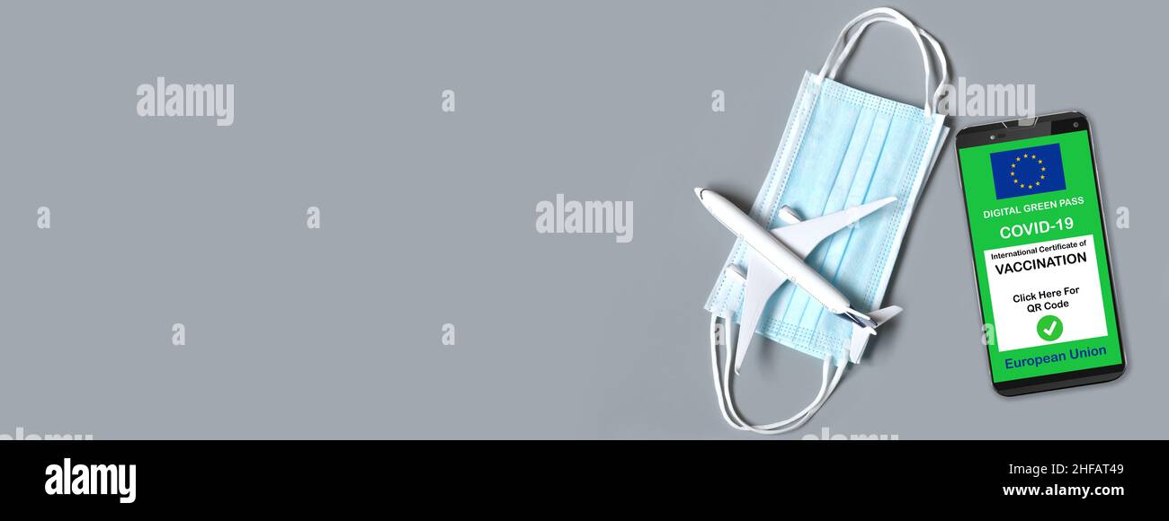 Traveling during the coronavirus pandemic. Smartphone with european