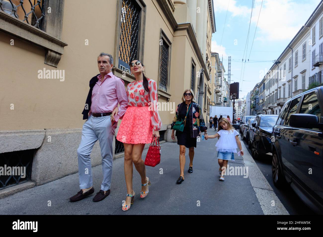 Shoppers in the fashion district of Monte Napoleone. Milan. Italy. Stock Photo