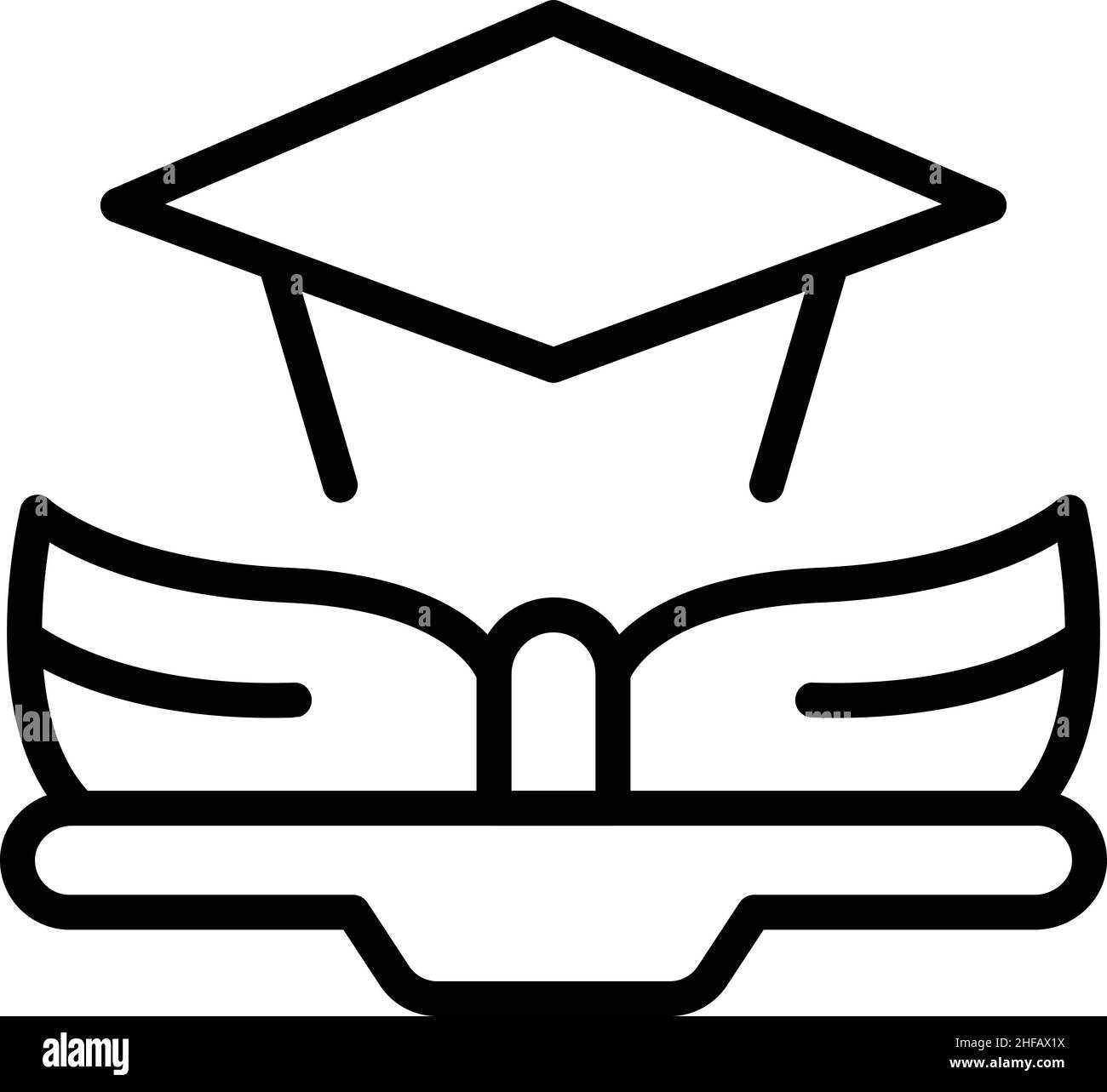 Online graduation icon outline vector. Help child. Teen learning Stock ...