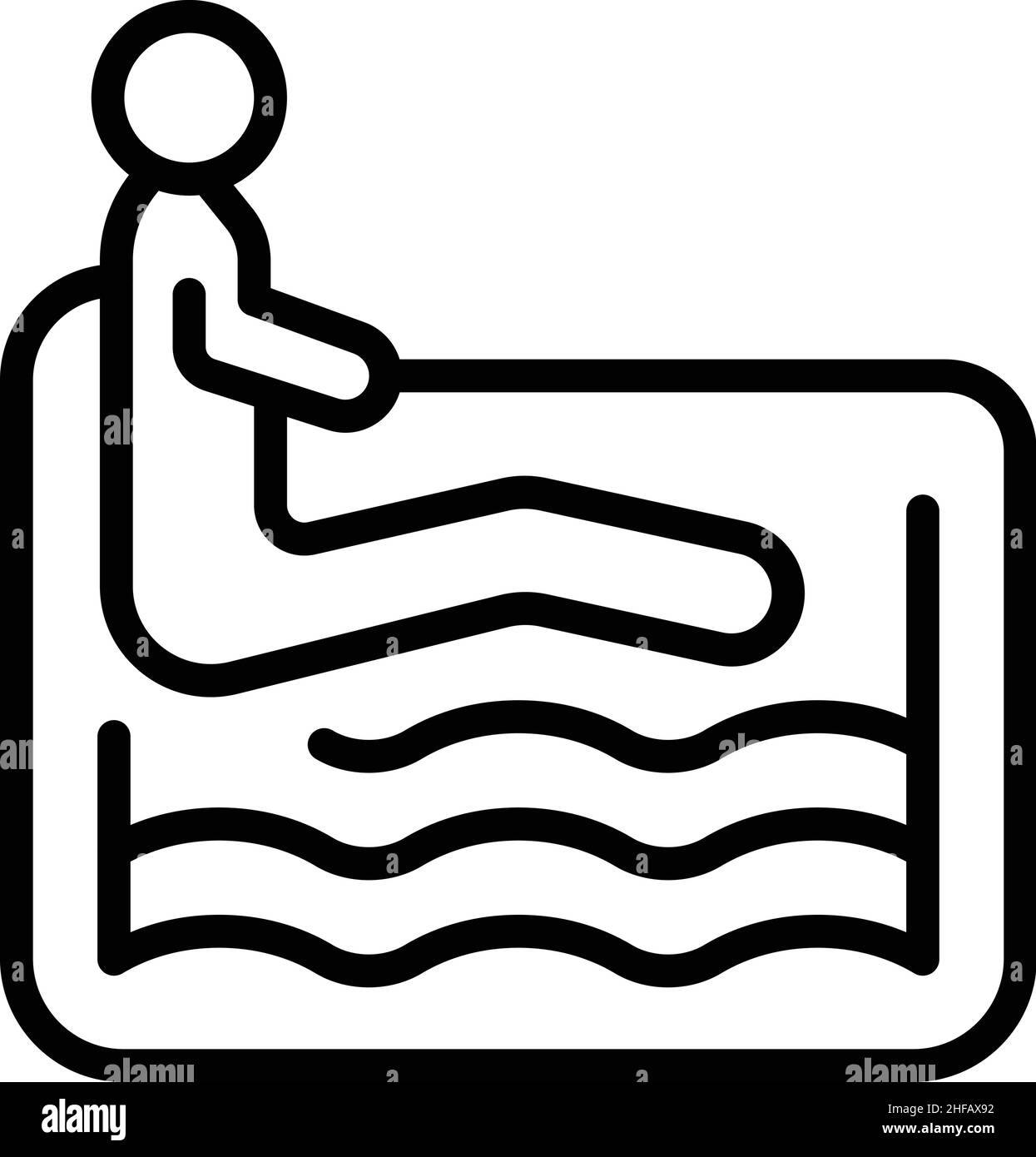 Man hydro pool icon outline vector. Back bath. Relaxation therapy Stock Vector