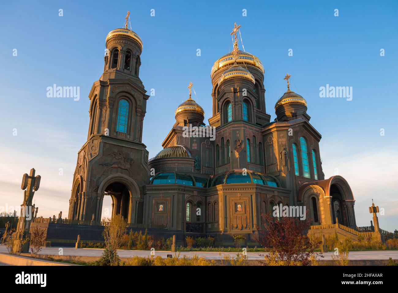 MOSCOW REGION, RUSSIA - AUGUST 25, 2020: The main temple of the Armed Forces of the Russian Federation close-up on a sunny August evening. Patriot Par Stock Photo