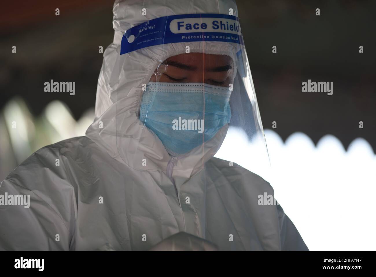 Bangkok, Thailand January 15, 2022 Health workers, providing COVID19 testing service Rapid