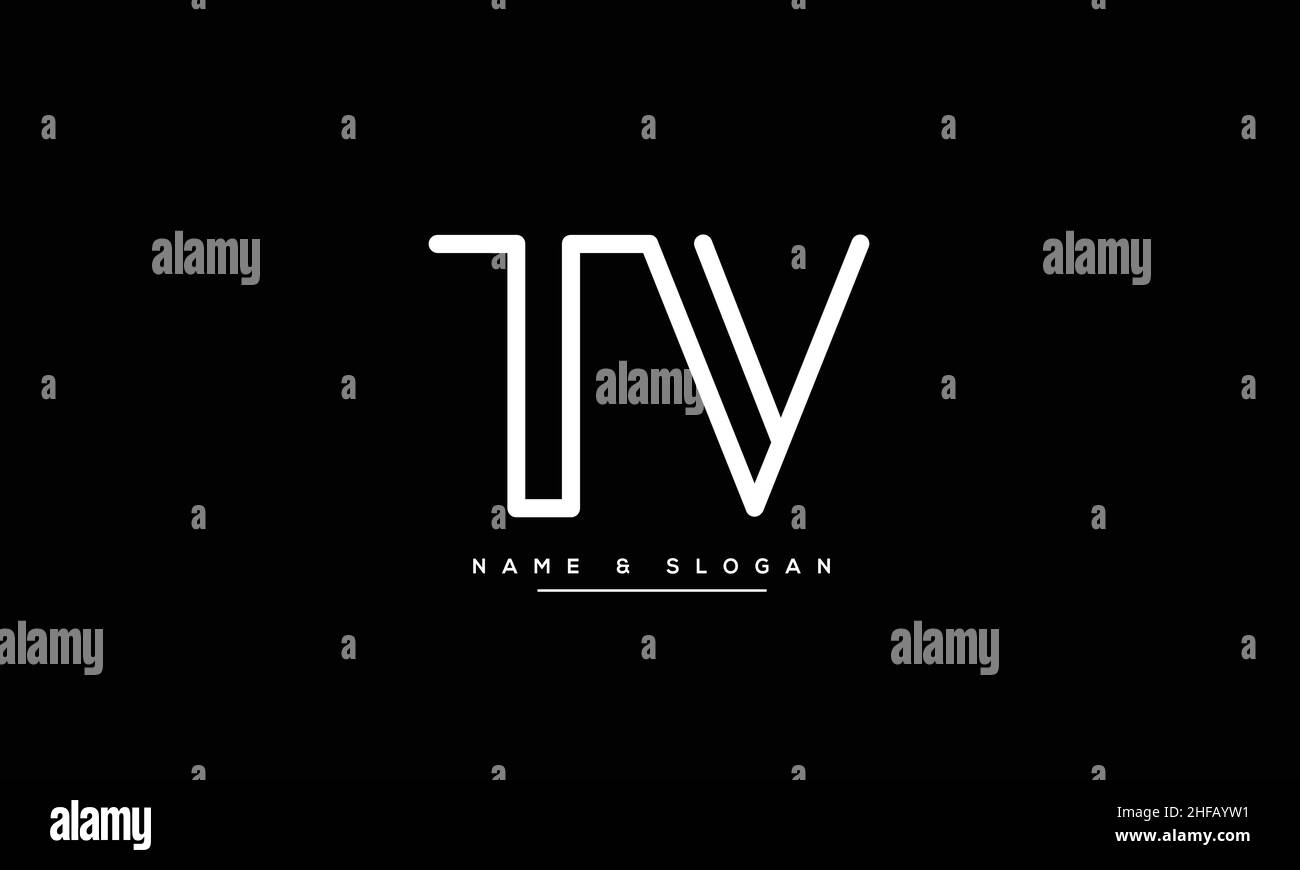 TV, VT Abstract Letters Logo monogram Stock Vector