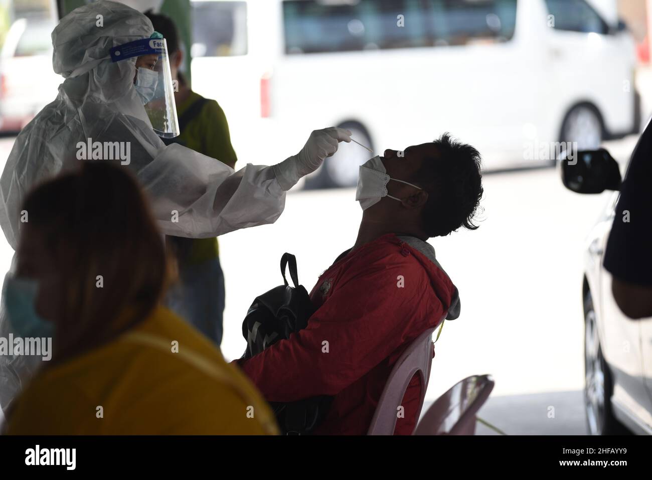 Bangkok, Thailand January 15, 2022 Health workers, providing COVID19 testing service Rapid