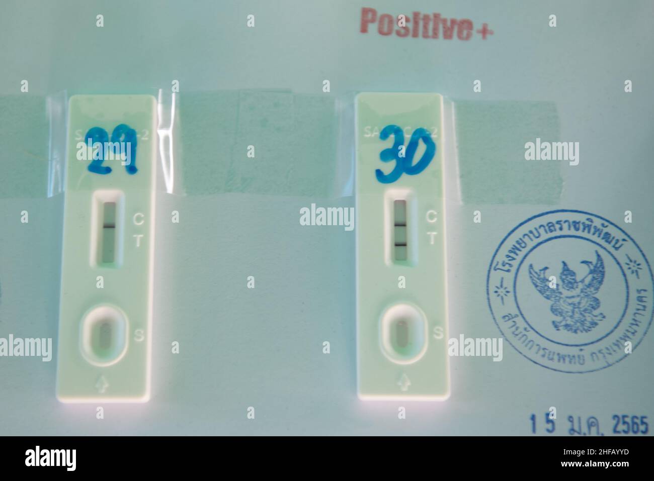 Bangkok, Thailand January 15, 2022 Health workers, providing COVID19 testing service Rapid