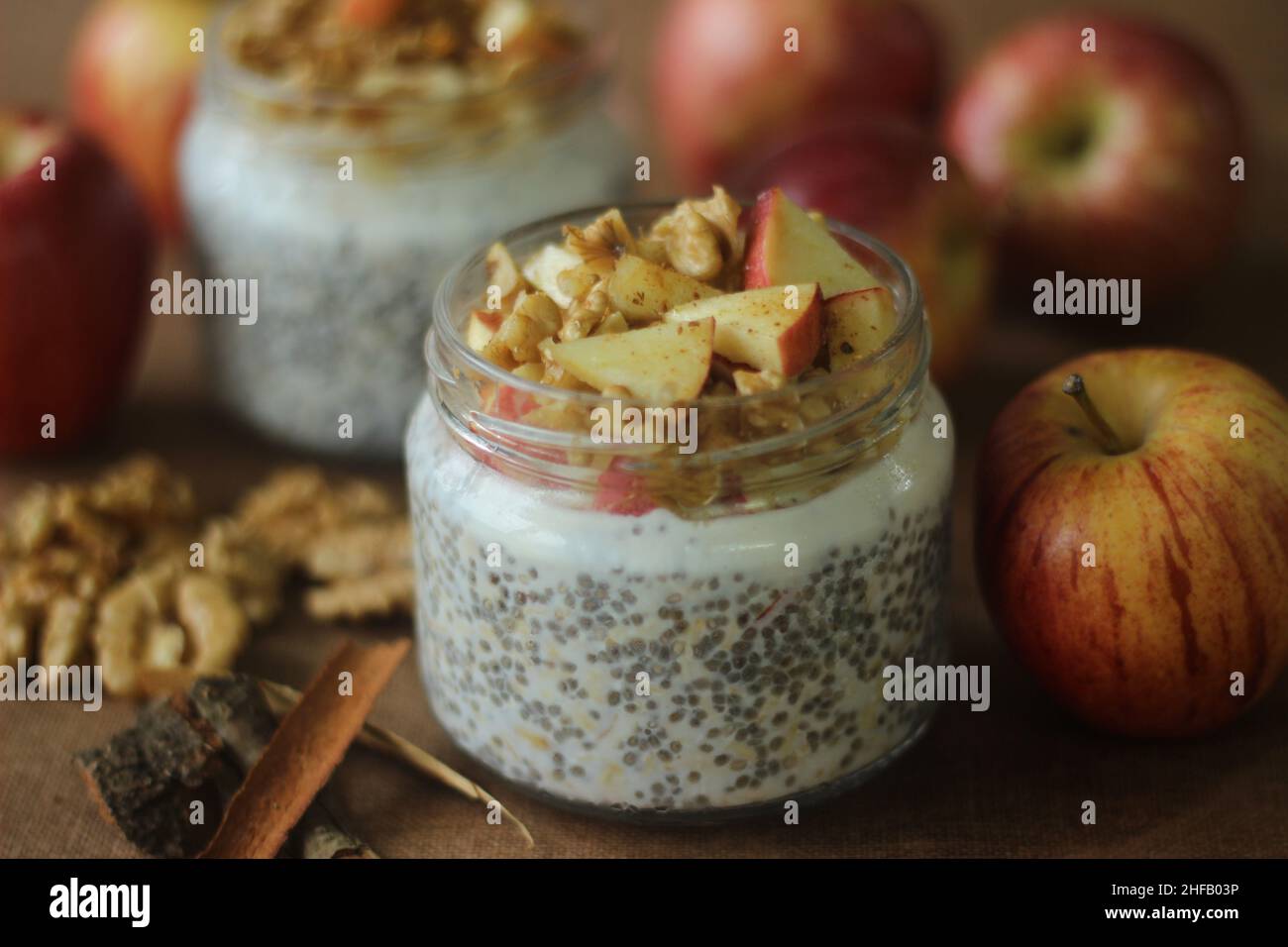 Overnight oats with mango and almonds. Made by soaking rolled oats and