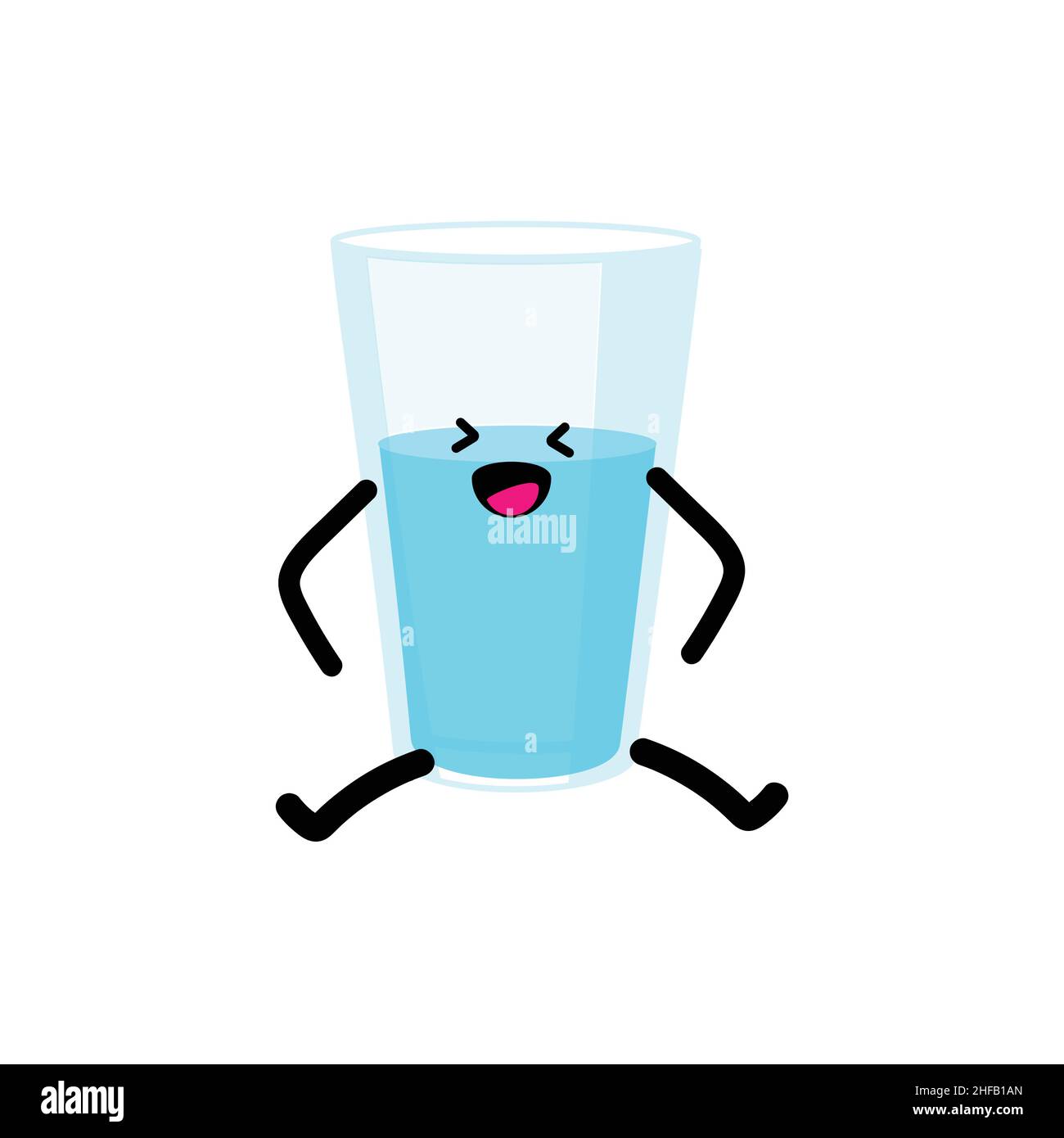 Drink More Water Concept Glass Of Water Cartoon Kawaii Face Character Vector Stock Vector Image Art Alamy