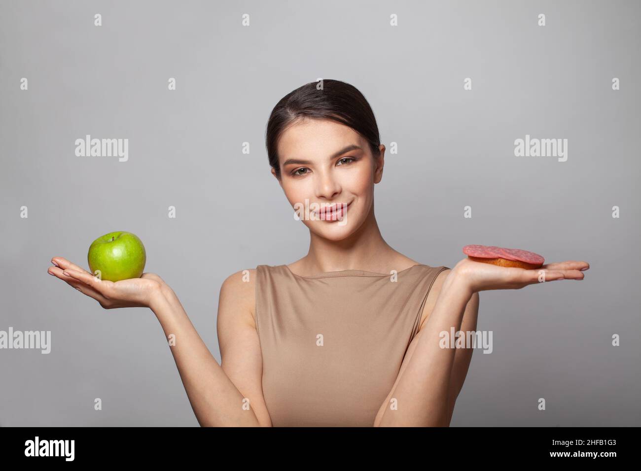 Happy sad woman balance hi-res stock photography and images - Alamy