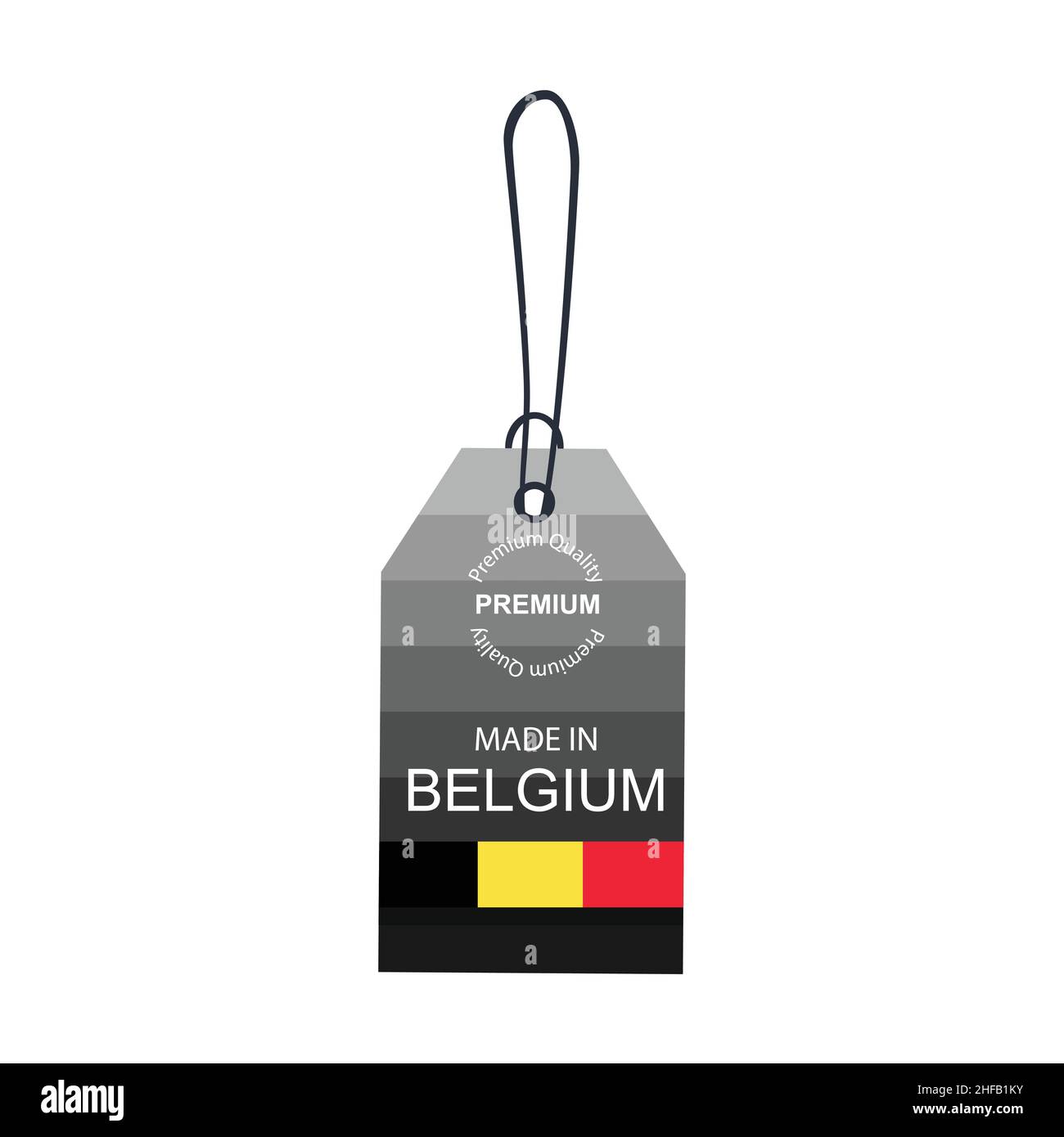 Made in Belgium label with flag isolated on white background. Vector Stock Vector
