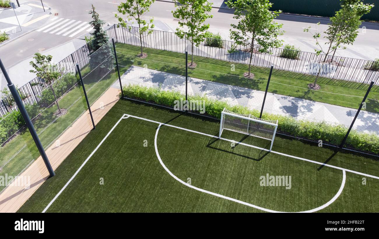 Aerial view of a football court Stock Photo Alamy