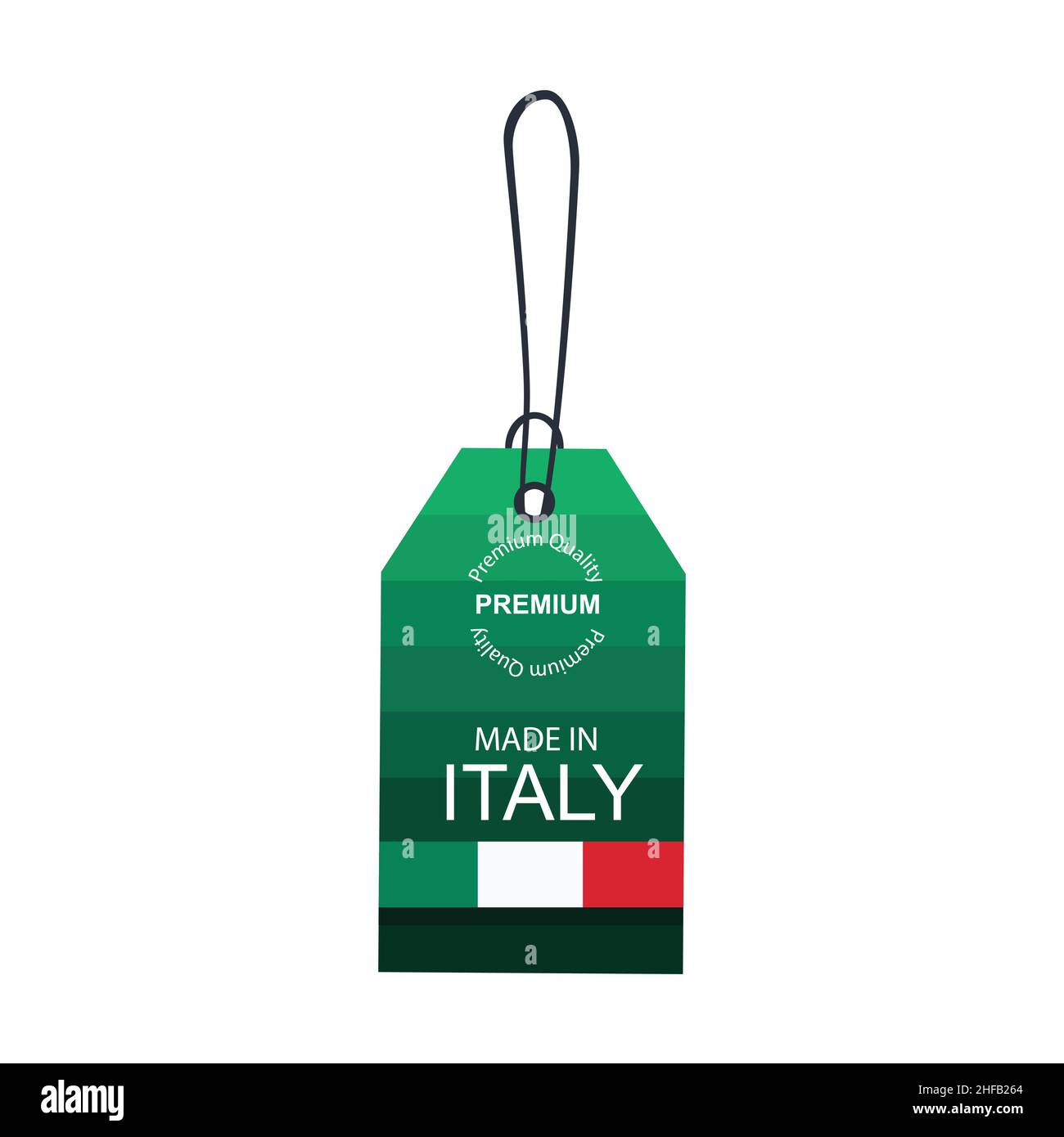 Made in Italy label with flag isolated on white background. Vector Stock Vector