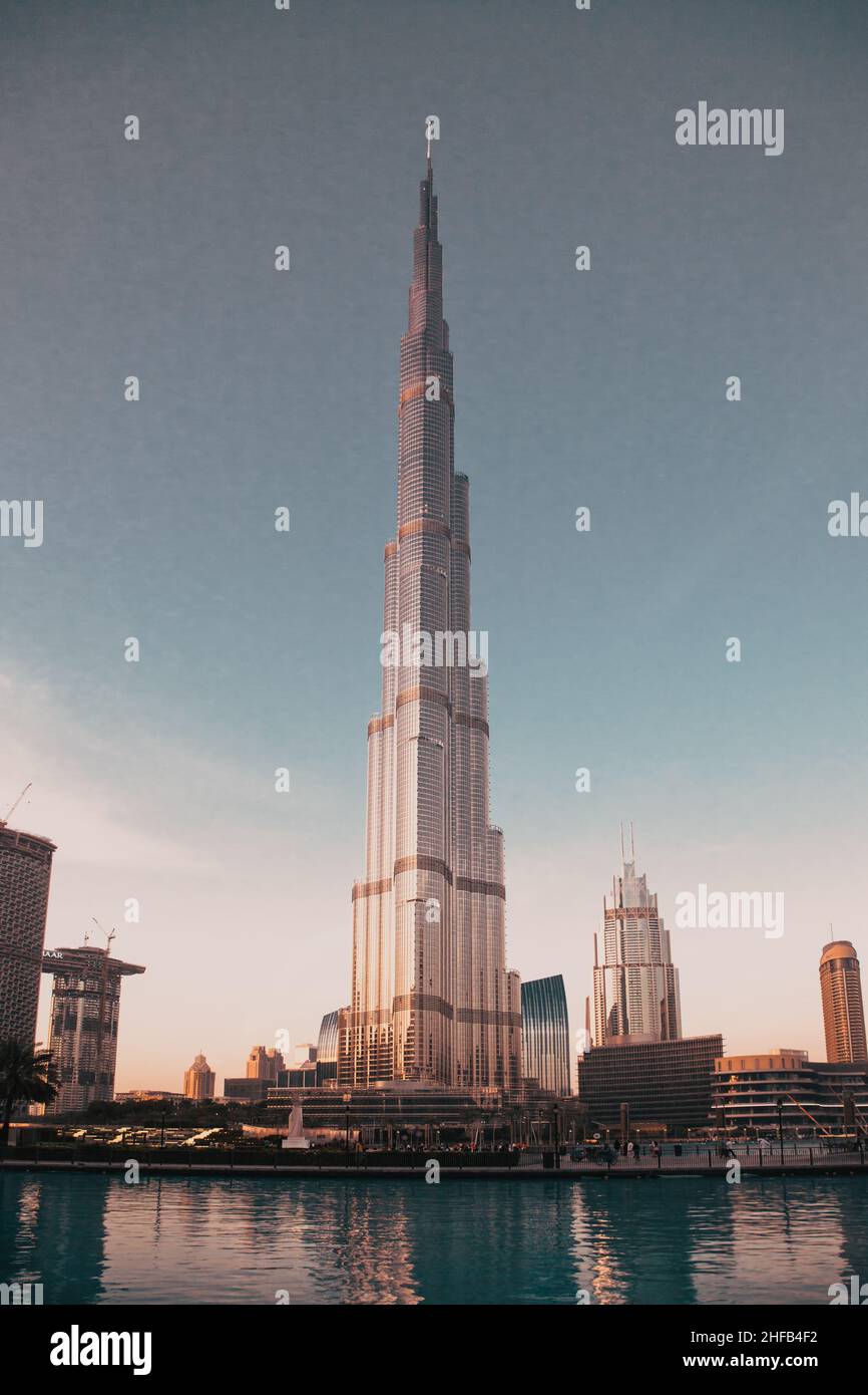 DUBAI, UAE - FEBRUARY 2018: Burj Khalifa, world's tallest tower, Downtown Burj Dubai. Stock Photo