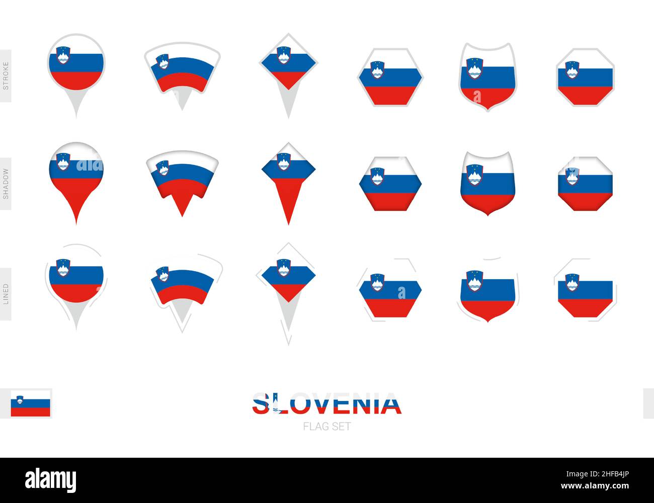 Collection of the Slovenia flag in different shapes and with three ...
