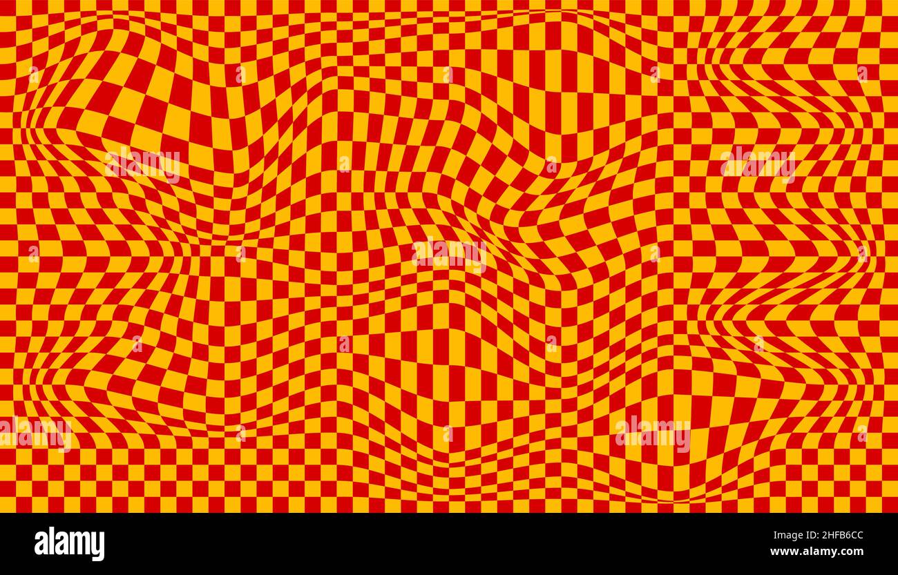 Distorted surface. Chess background with distortion. Optical illusion ...