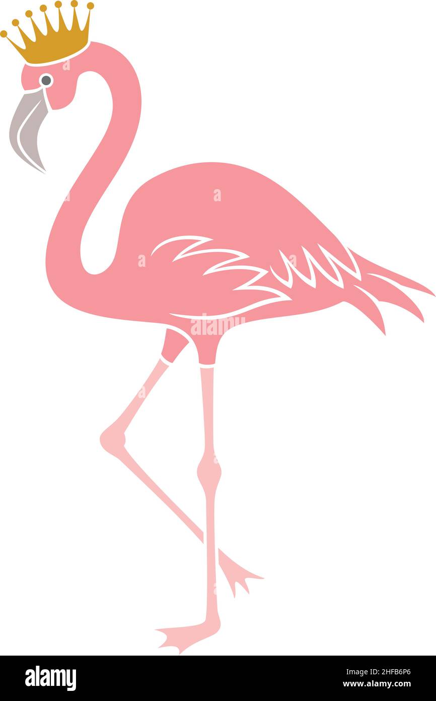 Flamingo bird with crown vector icon Stock Vector