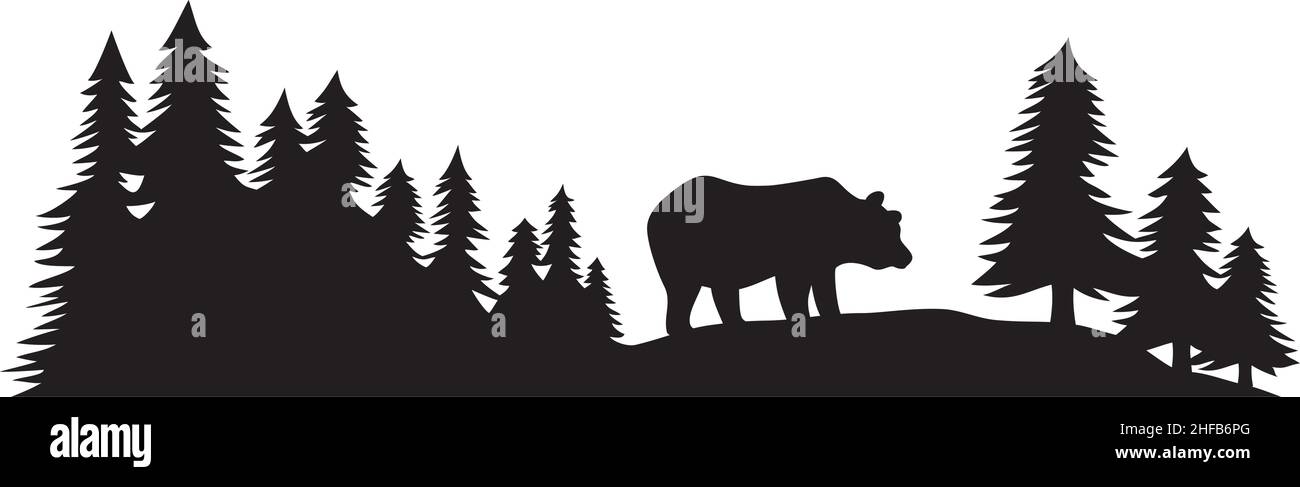 Bear and forest vector illustration Stock Vector Image & Art - Alamy