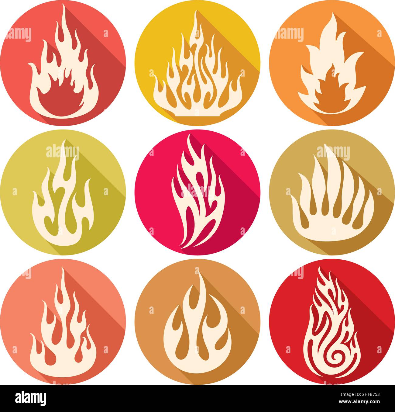Set of vector flames icons Stock Vector