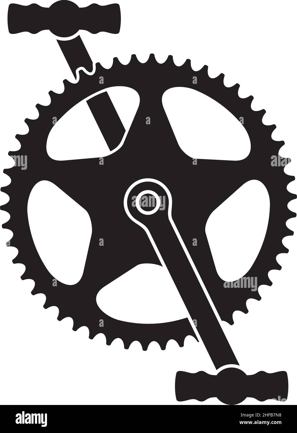 Bicycle pedal black and white vector illustration Stock Vector