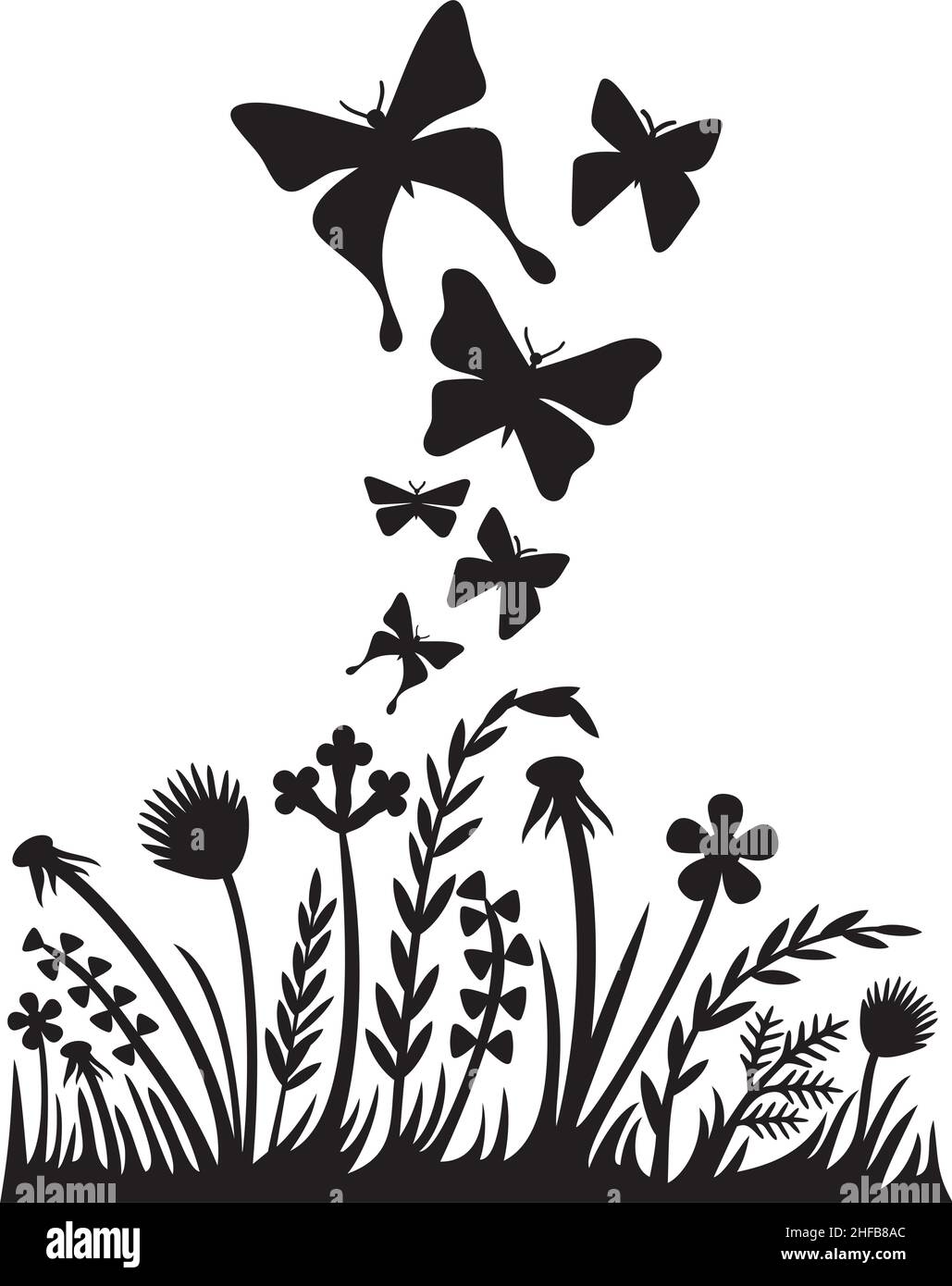 Flowers and butterflies vector illustration Stock Vector Image & Art ...