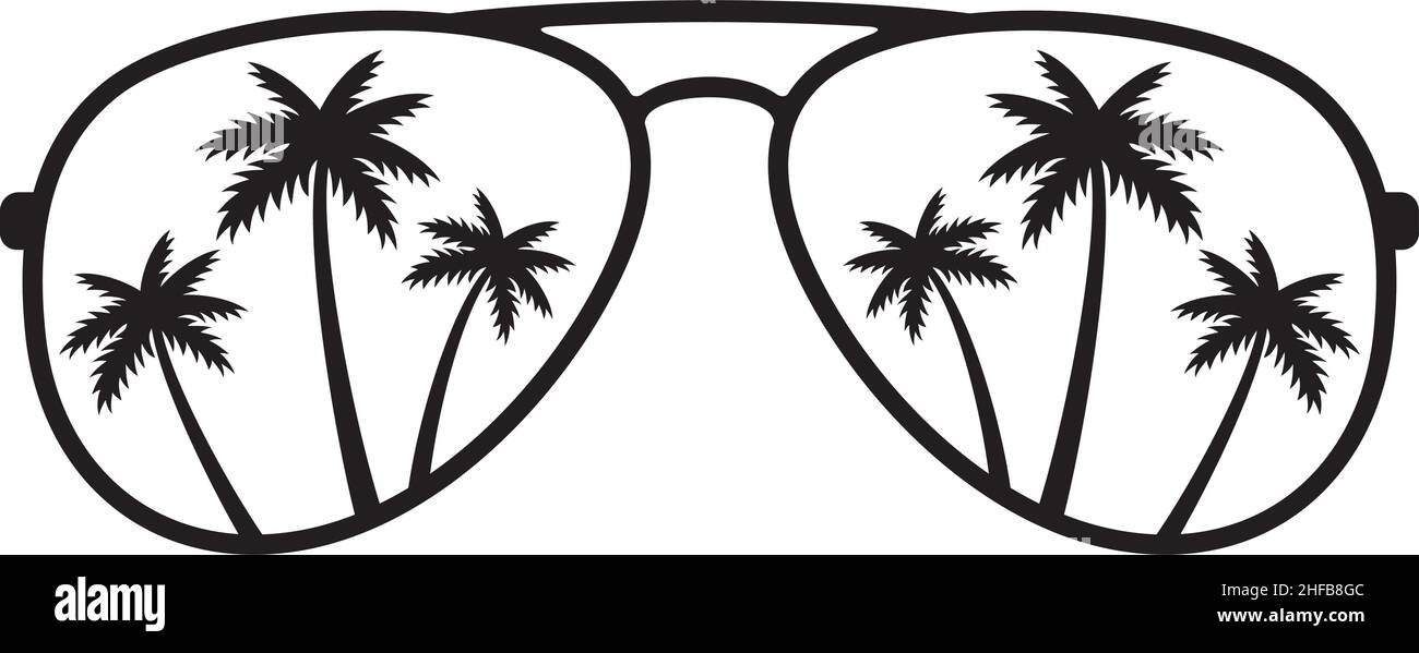 Palm Tree Aviator Sunglasses vector illustration Stock Vector Image