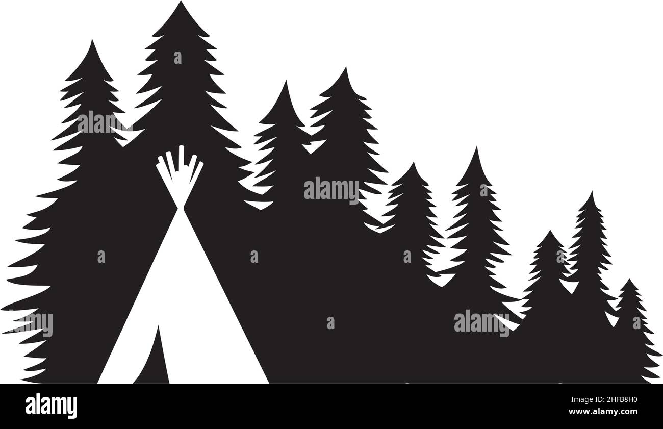 Native American Wigwam in the forest. Vector illustration Stock Vector