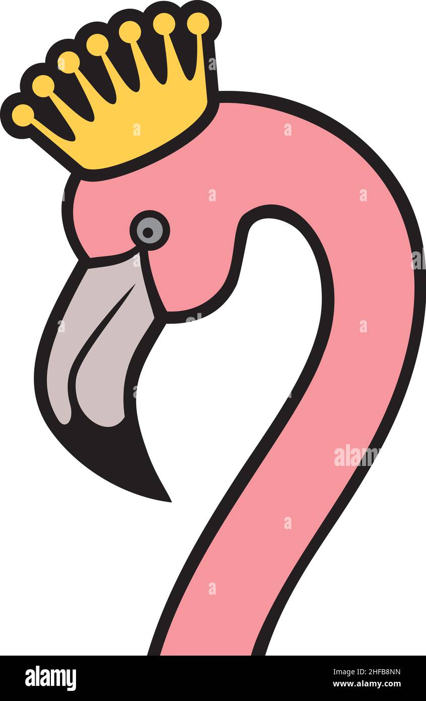 Flamingo head with crown vector illustration Stock Vector