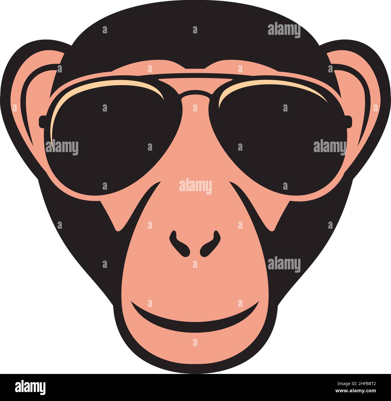 Monkey with aviator sunglasses color vector illustration Stock Vector