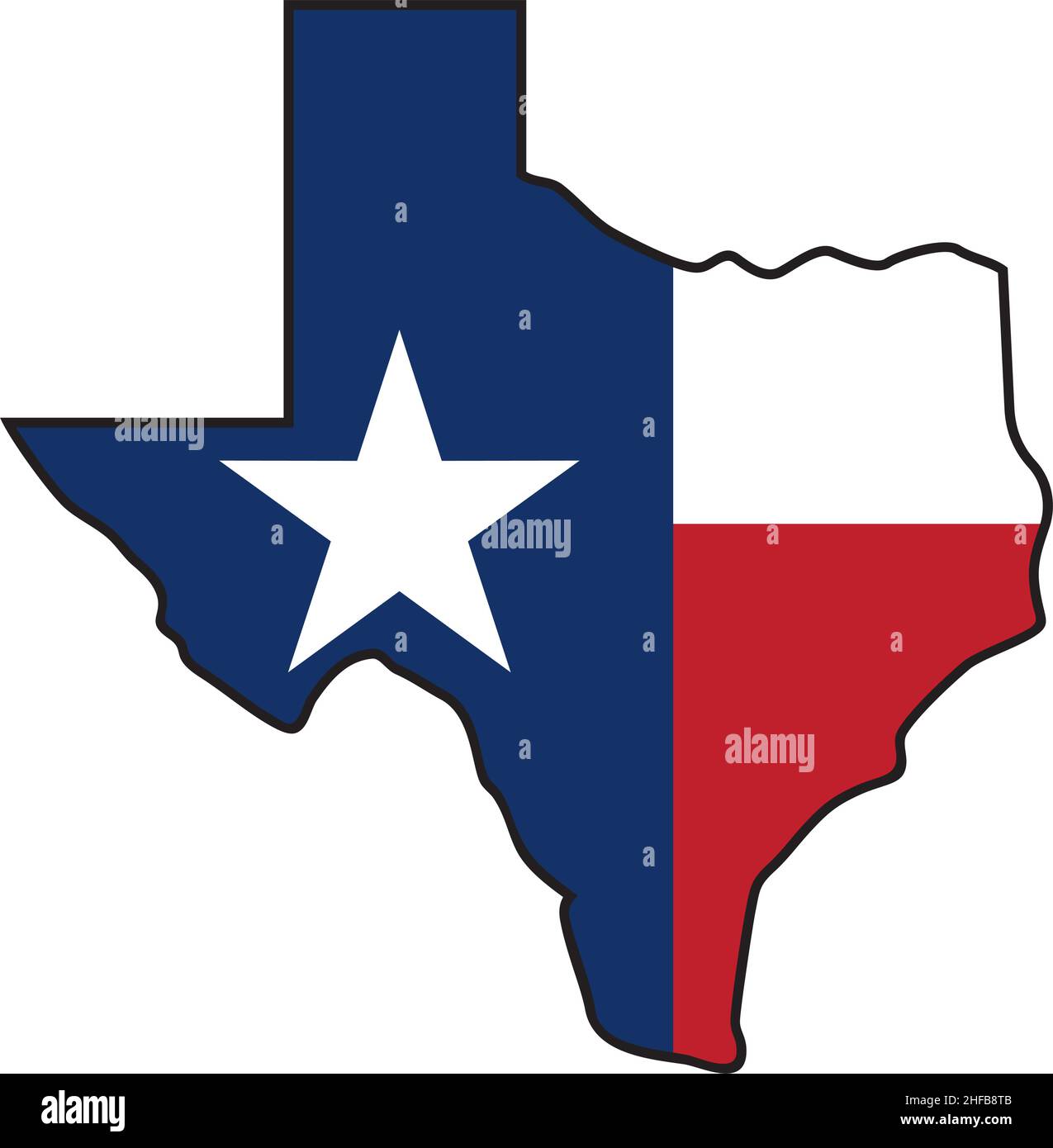 Texas map with flag (Lone Star State design). Vector illustration. Stock Vector