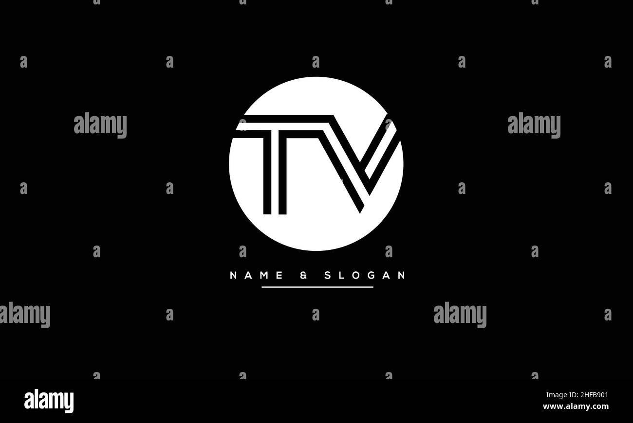 TV, VT Abstract Letters Logo monogram Stock Vector
