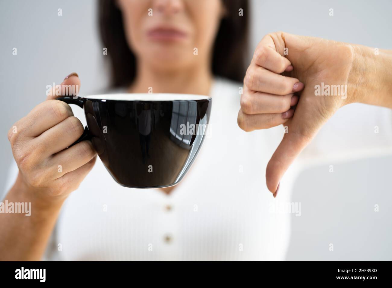Avoid Coffee Bacause Of Heartburn. Stop Drinking And Refuse Stock Photo